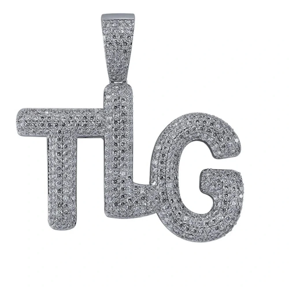 Hip Hop TLG letter Diamond microwaved necklace set